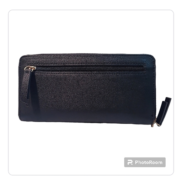 🎁 Nine West Full Size Wallet/Wristlet. Black with Gold Hardware. NWT - Picture 2 of 9
